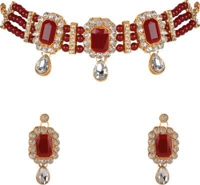 UWISH Alloy Maroon Jewellery Set(Pack of 1)