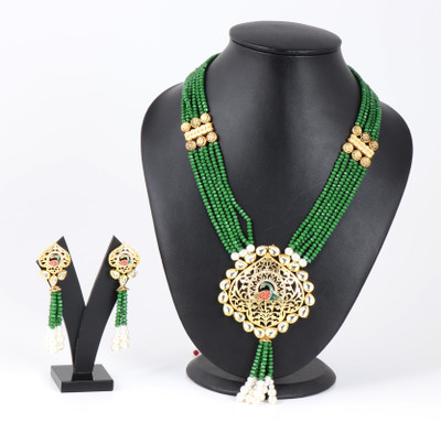 angels jewels Brass Gold-plated Green Jewellery Set(Pack of 1)