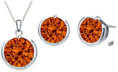 Gourik Crystal Gold-plated Red Jewellery Set(Pack of 1)