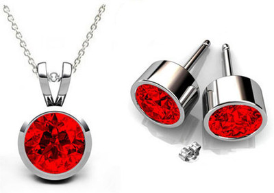 Gourik Crystal Gold-plated Red Jewellery Set(Pack of 1)