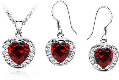 Gourik Crystal Silver Red Jewellery Set(Pack of 1)