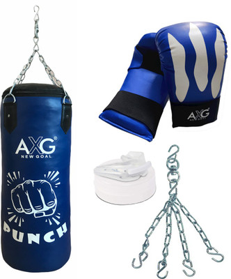 AXG NEW GOAL Pro Unfilled 3ft Punching Bag With Chain, Mouth Guard & Pair Of Gloves Boxing Kit
