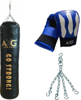 AXG NEW GOAL Long lasting Combo With 4ft Unfilled Punching Bag, Gloves & Steel Chain Boxing Kit