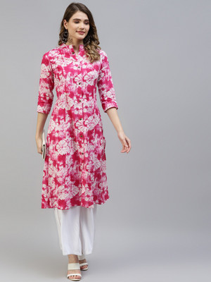 Shobhangi Women Printed A-line Kurta(Pink)