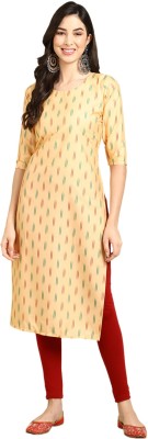 1 Stop Fashion Women Printed Straight Kurta(Beige)