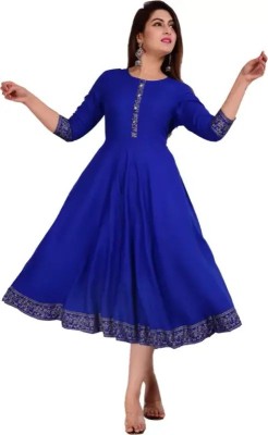 NUPITAL Women Solid Anarkali Kurta(Light Blue)