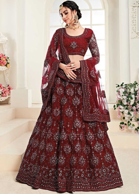 KUKADIYA CREATION Embroidered Semi Stitched Lehenga Choli(Maroon)