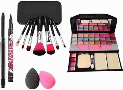 Dyegim SMUDGE KAJAL, 36H , BEAUTY PUFF WITH 7 PCS BRUSH SET, BEST MAKEUP KIT 6155