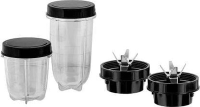 Silentpowersunmeet Bullet Jar for Mixer Grinder Set of 2 (530 ML,350 ML) ABS Transparent Jar S80 Mixer Juicer Jar(880 ml)