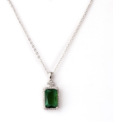 SHIVINE Classic Green Stone Necklace Cubic Zirconia Gold-plated Plated Stainless Steel Chain Set
