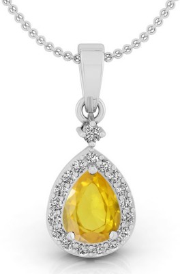 DINJEWEL 8.00 Carat Yellow Sapphire Original certified Pukhraj Stone Pendant For Women Silver Silver Pendant