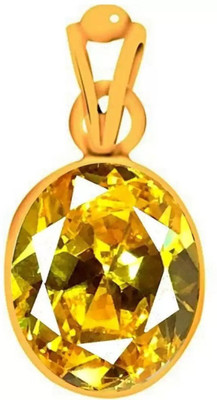 Chopra Gems Certified Natural Yellow Sapphire Pendant/Locket Pukhraj Stone For Men & Women Gold-plated Sapphire Brass
