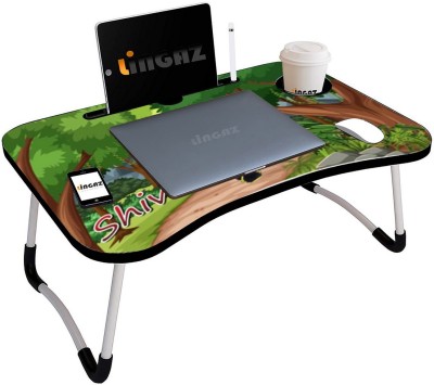LINGAZ Laptop Desk for Bed, Lapdesk with Handle, Drawer, Cup & MobileTablet Holder Wood Portable Laptop Table(Finish Color - Multicolor, Pre Assembled)