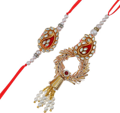 Ingo Creation Designer 114 Jute Chawal Roli Pack  Set(2 rakhi)