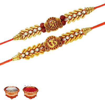 Pawandeep Thread RAKHI-S3-S4 Zardosi Chawal Roli Pack  Set(2 rakhi, 1 ROLI CHAWAL)