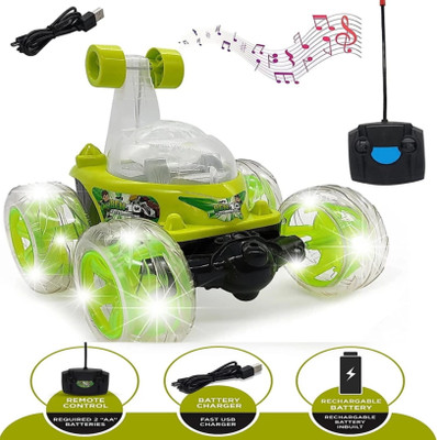 TONDAK Ben 10 Rechargeable Stunt Car Big Size 360 Degree Rotating Remote Control(Green)