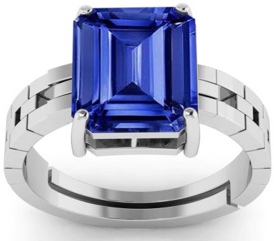LMDLACHAMA 5.00 Carat Square Shape Natural Blue Sapphire Gemstone Ring For Women Silver Silver Plated Ring