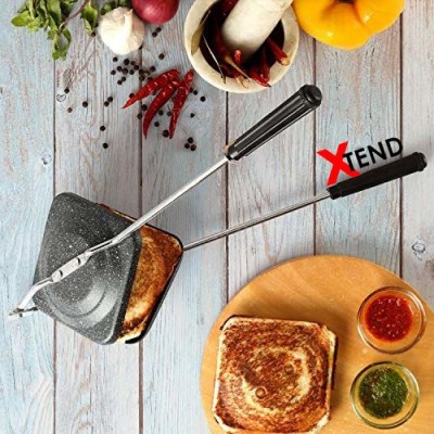 POOJA by Xtend Non-Stick Aluminum Spatter Finish Super Premium Hand Sandwich Toaster Toast, Grill(Black)