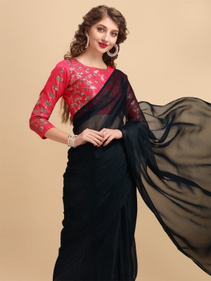 Sangria Embroidered Bollywood Silk Blend Saree(Dark Green)