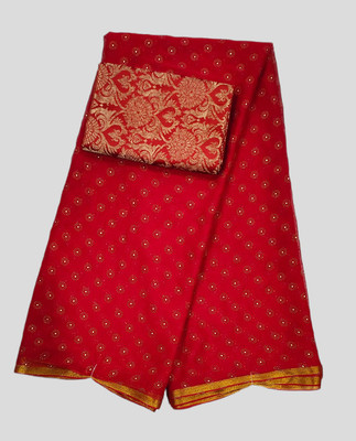 DIVYASHAKTI FASHION Polka Print Bollywood Chiffon Saree(Red)