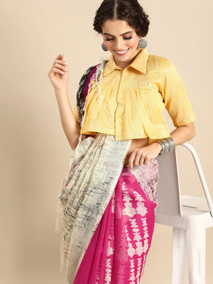 Sangria Dyed Bollywood Silk Blend Saree(Pink)