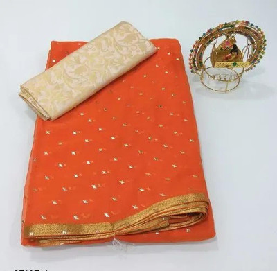REDFISH Printed Daily Wear Chiffon Saree(Orange)