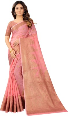 YAGNAM FAB Woven Bollywood Silk Blend, Cotton Silk Saree(Pink)