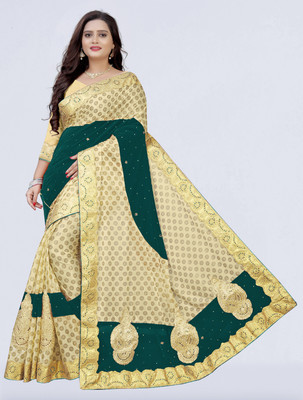 SFCS Woven Bollywood Velvet, Lycra Blend Saree(Light Blue)