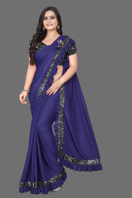 TEJASVINI Embellished Bollywood Lycra Blend Saree(Blue)