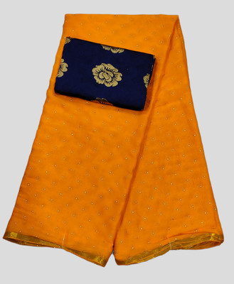DIVYASHAKTI FASHION Polka Print Bollywood Chiffon Saree(Yellow)
