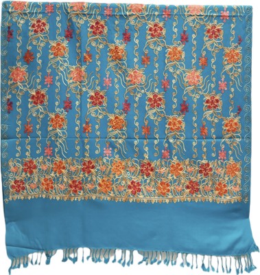 SUMEDH handcrafts Acrylic Embroidered Women, Men Shawl(Blue)