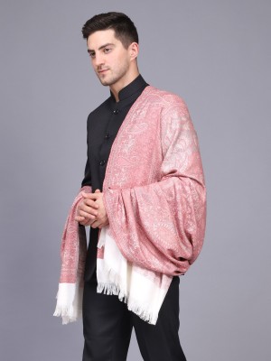 WEAVERS VILLA Polyester Wool Blend Woven Men Shawl(Pink)