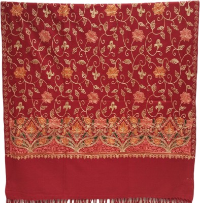 SUMEDH handcrafts Acrylic Embroidered Women, Men Shawl(Red)