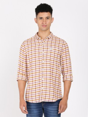 Wrangler Men Checkered Casual White Shirt