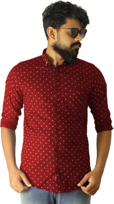 Indi Hemp Men Floral Print Casual Maroon Shirt