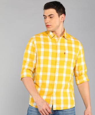 LEVI S Men Checkered Casual Yellow Shirt Price History