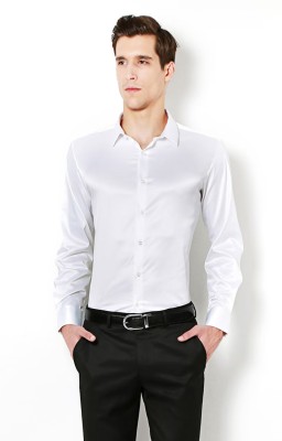 BOWRAIN Men Solid Formal White Shirt