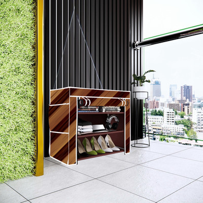 Flipkart Perfect Homes Studio Wall Panel Print Multipurpose Adjustable 3 Shelves Metal Shoe Stand(Brown Finish, 3 Shelves, DIY(Do-It-Yourself))