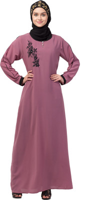 Nazneen Polyester Self Design Abaya(Pink)