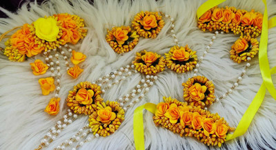 Paladiya Krafts Fabric, Paper Red, Yellow Jewellery Set(Pack of 4)