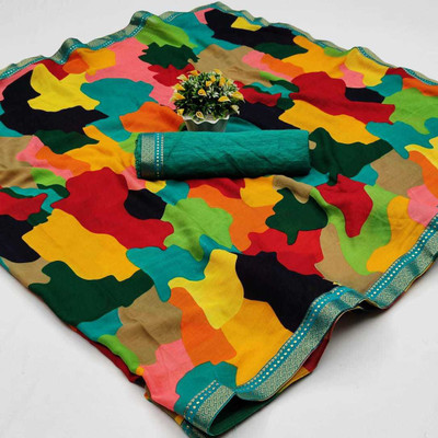 maayro Printed Daily Wear Georgette Saree(Multicolor)