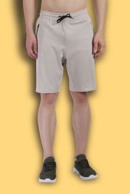 Twooft Solid Men Beige Gym Shorts