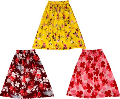 IndiWeaves Floral Print Girls A-line Multicolor Skirt