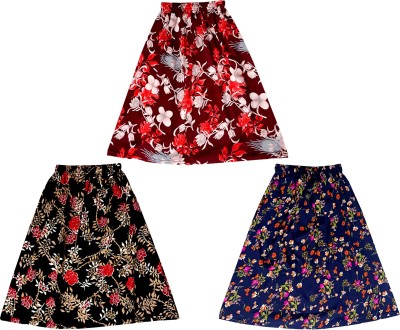 KAVYA Floral Print Girls A-line Dark Blue, Maroon, Black Skirt