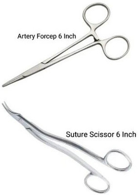 Forgesy Artery Forcep 6 inch + Suture Scissor 6 Inch (COMBO) Suturing Forceps