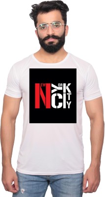 NITYANAND CREATIONS Graphic Print Men Round Neck White T-Shirt