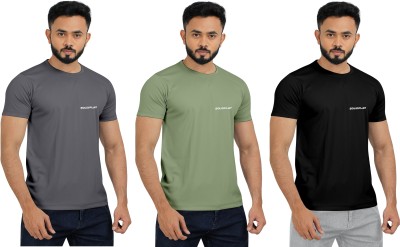 INDICLUB Sporty Men Round Neck Black, Grey, Light Green T-Shirt