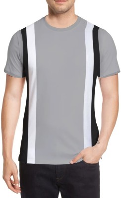 MOODY SPARK Colorblock Men Round Neck White, Black, Grey T-Shirt