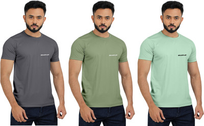 INDICLUB Sporty Men Round Neck Multicolor, Grey, Light Green T-Shirt