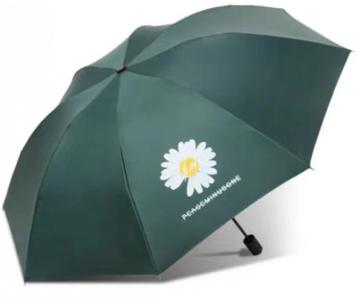 KEKEMI 3 Fold Automatic Plain Flower Print Umbrella(Green)